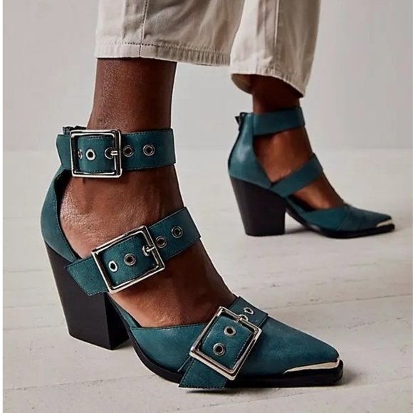 Jeffrey Campbell Shoes - Free People X Jeffrey Campbell Hendrix Heels Dusty Blue Size 7